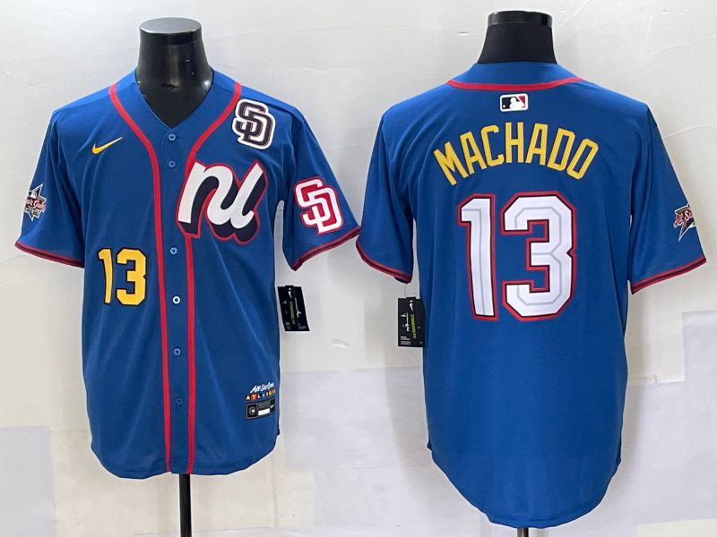 Men San Diego Padres #13 Machado Blue All star Nike MLB Jersey style 6